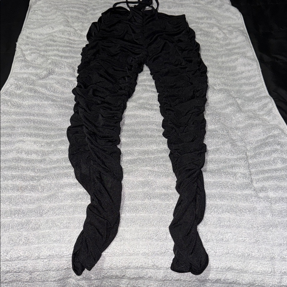 SHEIN Black Ruched Leggings